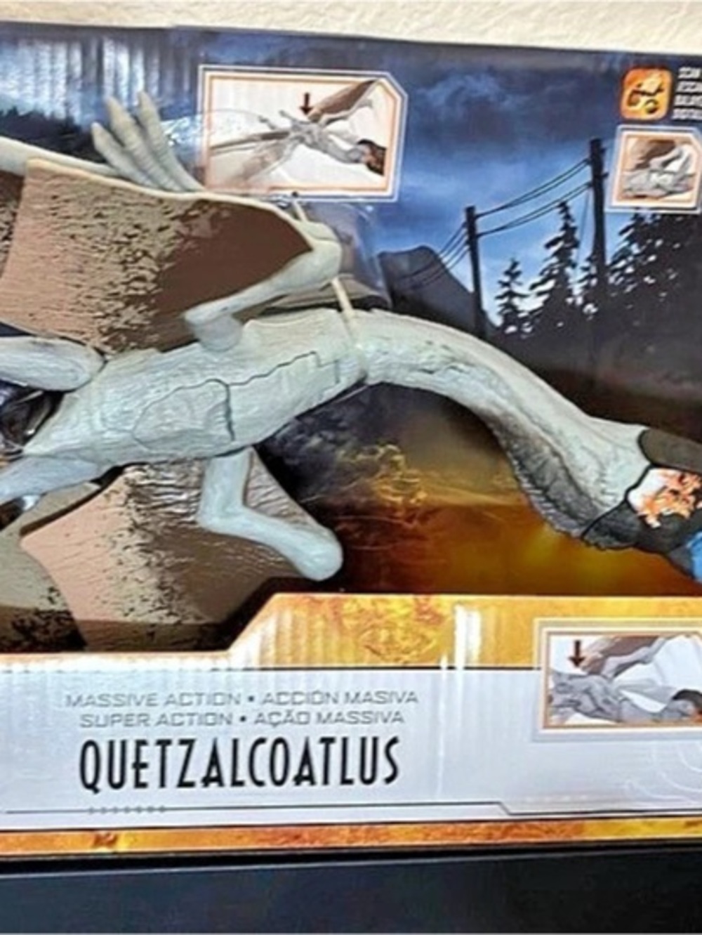 Jurassic World Quetzalcoatlus Dinosaur Action Figure Gray & Blue NWT